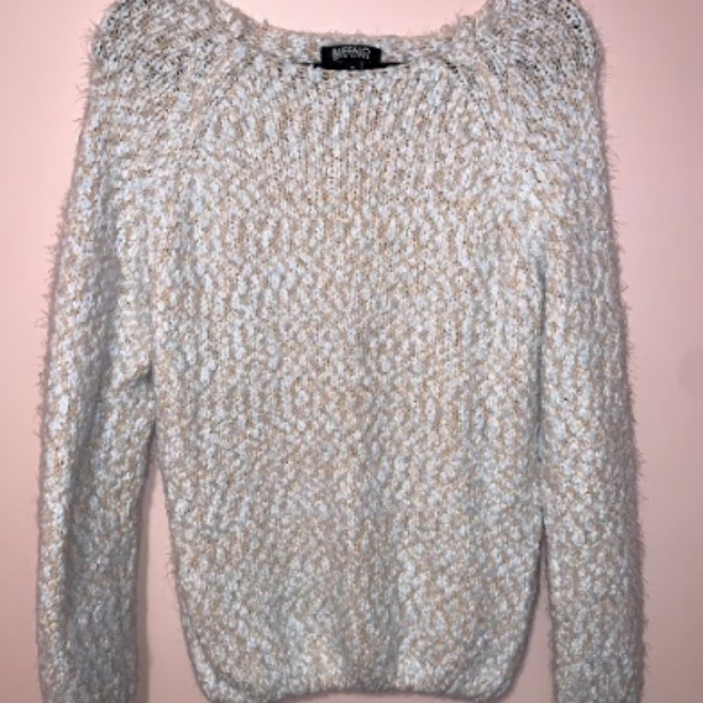 Peach & White Fluffy Sweater